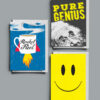 3 pack of A6 greetings card with envelopes including Pure Genius, Rocket Fuel and Smiley Face designs 3 pack of A6 greetings card with envelopes including Pure Genius, Rocket Fuel and Smiley Face designs